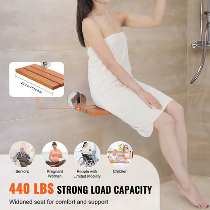 Douchestoel – Douchezitje – Douchekruk – Douchestoel Wandmontage – Inklapbare Douchezitting – Teak Hout – Draagvermogen 200 kg