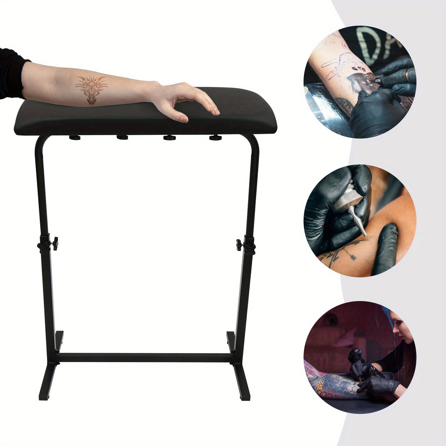 Heavy-Duty Adjustable Tattoo Arm & Leg Rest Stand with Large Sponge Pad - 340° Rotatable, 66.98-100.0cm Height, 176.4 Capacity, Sturdy Iron/PVC & -Slip Base for Tattoo Studios, Salons, Use - Portable, Easy Assembly, Modern B