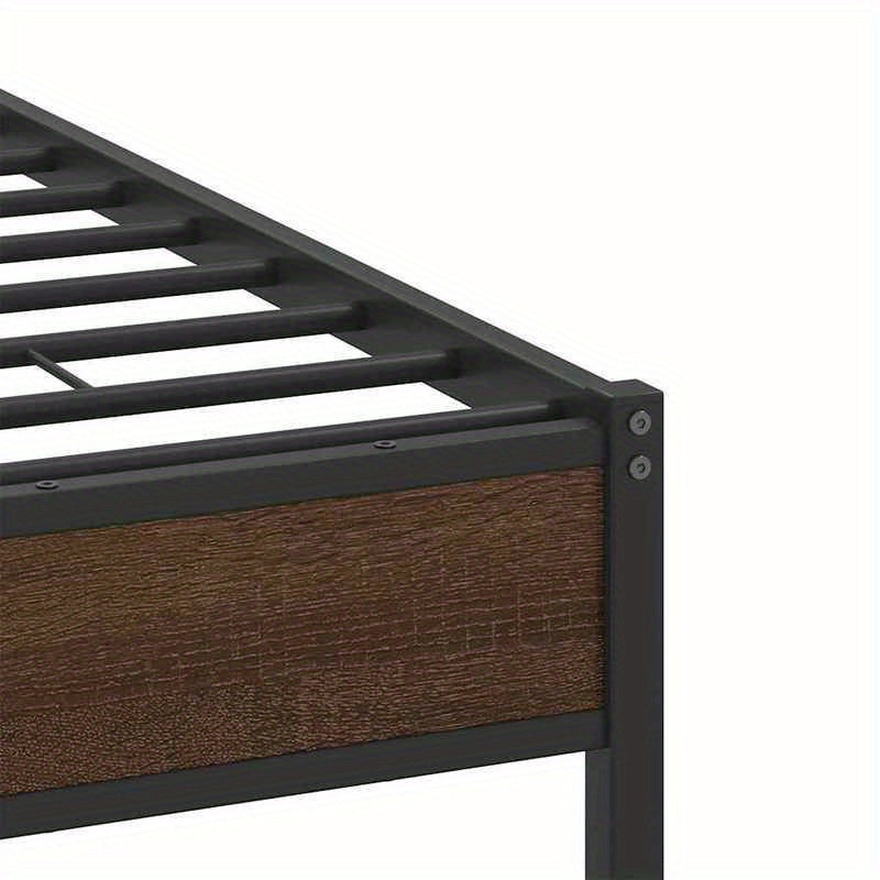 Houten Bedframe – Bed Frame – Slaapbed – Bedbank – Ledikant – Zwart-Wit Design – 150x200 cm – Kunststof Hout – Eenvoudige Montage