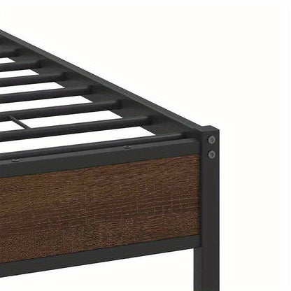 Houten Bedframe – Bed Frame – Slaapbed – Bedbank – Ledikant – Zwart-Wit Design – 150x200 cm – Kunststof Hout – Eenvoudige Montage
