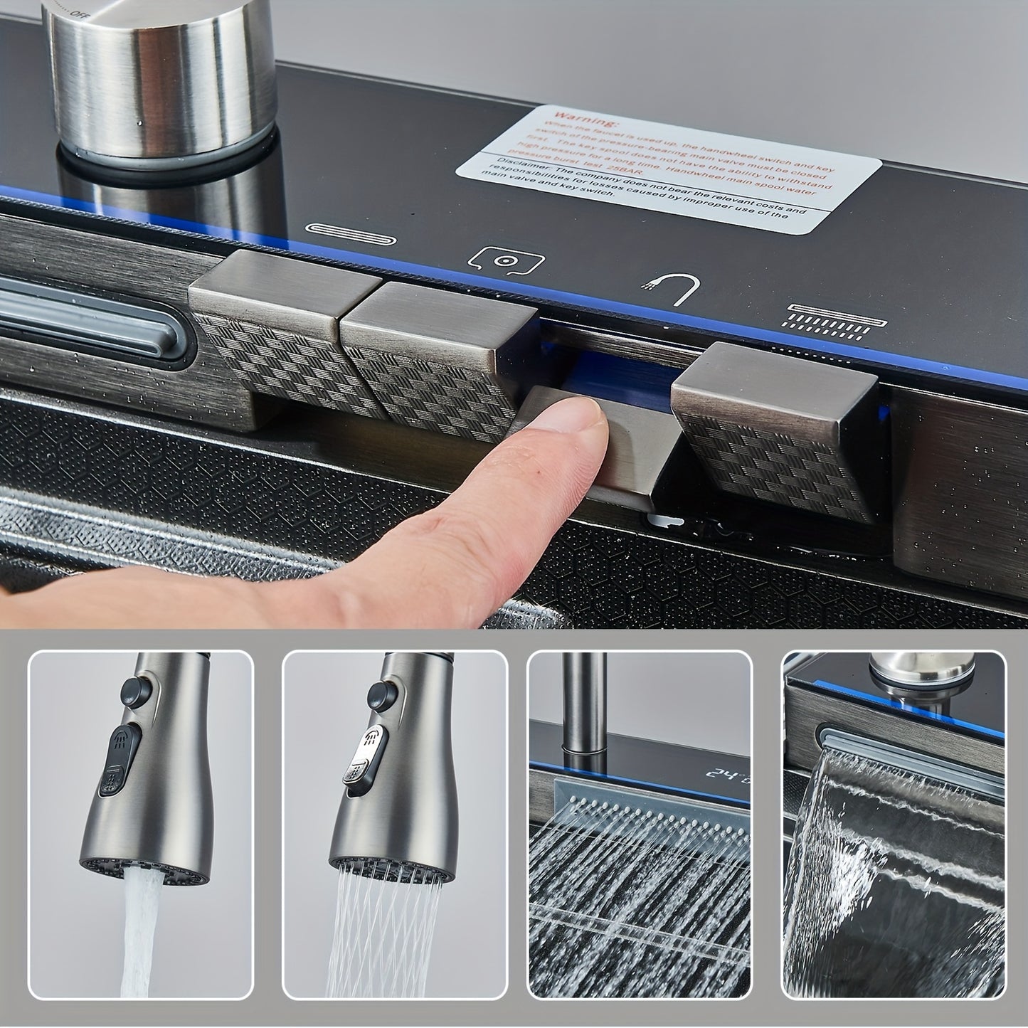 Keukenkraan – Keukenmengkraan – Uittrekbare Kraan – Mengkraan – Watervalkraan – RVS Materiaal – Brushed Golden Afwerking