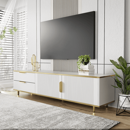 TV-kast – Tv-meubel – Mediameubel – Dressoir – Audiomeubel – Wit-Gouden Design – Krasbestendig Spaanplaat – 175 cm Breedte