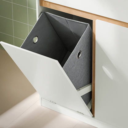 Wasmandkast – Wasmand – Wasbox – Wassorteerder – Waszak – Opvouwbare Waszak – MDF & Rubberhout – Compact 71x85x33 cm