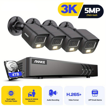 Beveiligingscamera – Camerabewaking – Buitencamera – Bewakingscamera – Draadloos – 4x 3K HD Camera’s – 4TB Opslag – Mens- en Voertuigdectectie – Audio Opname