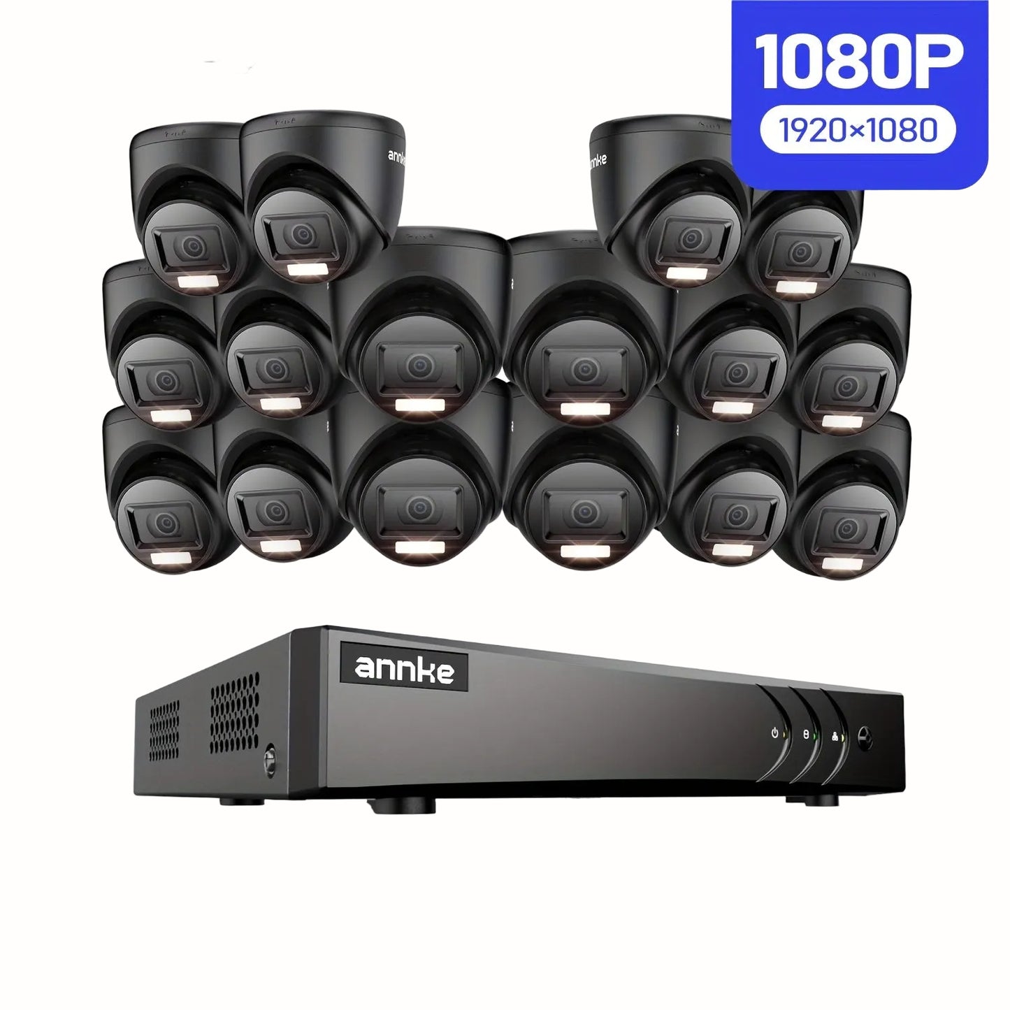 Beveiligingssysteem – CCTV Camera Set – Bewakingscamera – Beveiligingscamera – Camerasysteem – 16-Kanaals DVR – AI Bewegingsdetectie – Nachtzicht 20 Meter