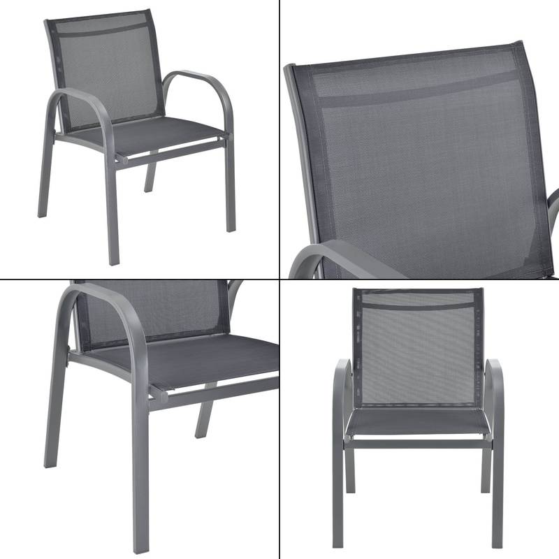 Tuinset – Tuinmeubelset – Bistroset – Loungeset – Balkonset – Stalen Frame – Glasplaat Tafel – Lichtgrijs – 2 Persoons Bank – 2 Stoelen