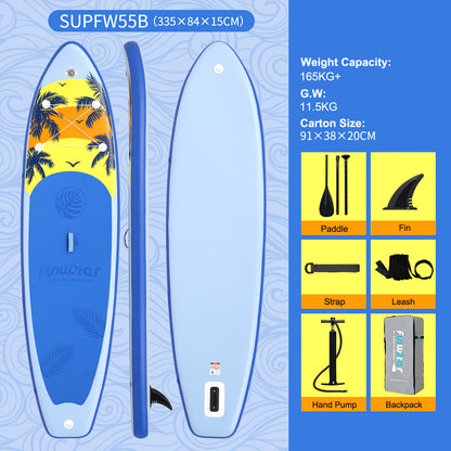Opblaasbare Paddleboard – SUP Board – Stand Up Paddle – Inflatable Board – Paddle Surf – Lichtblauw – 335x84x15 cm – Duurzaam PVC
