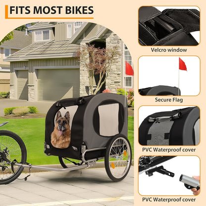 Hondenfietskar – Hondenkar – Fietskar – Hondenbuggy – Hondenaanhanger – Opvouwbaar – Geschikt voor Honden tot 40 kg – Stevig Stalen Frame – Quick Release Wielen