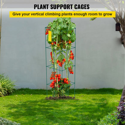 Tomatenrek – Plantensteun – Klimrek – Plantengeleider – Plantenring – Set Van 10 – Staal Met Groene PVC-Coating – 117 Cm Hoog