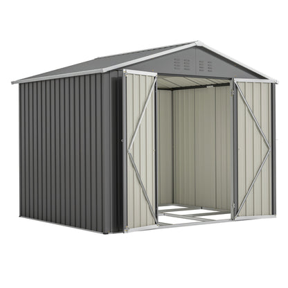 Tuinhuisje – Tuinschuur – Berging – Gereedschapsschuur – Metaal – Weerbestendig Staal – Ventilatie – Met Slot – 244x183 cm – Grijs