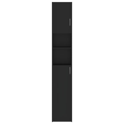 Opbergkastje – Badkamerkast – Opbergmeubel – Kastje – Bergkast – Zwart – Slank Design – Hoogwaardig Engineered Wood – 190 cm Hoog – Compact 32 cm Breed