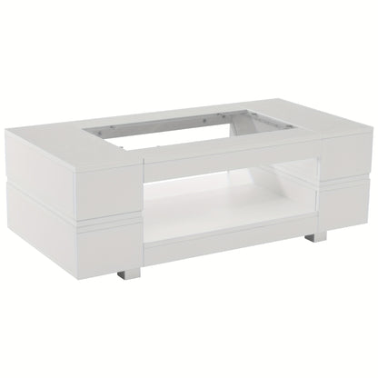 Witte Salontafel – Koffietafel – Bijzettafel – Tafel – Lounge Tafel – Moderne Open Opbergruimte – Duurzaam Bamboe – Compact & Laag (<69 cm)