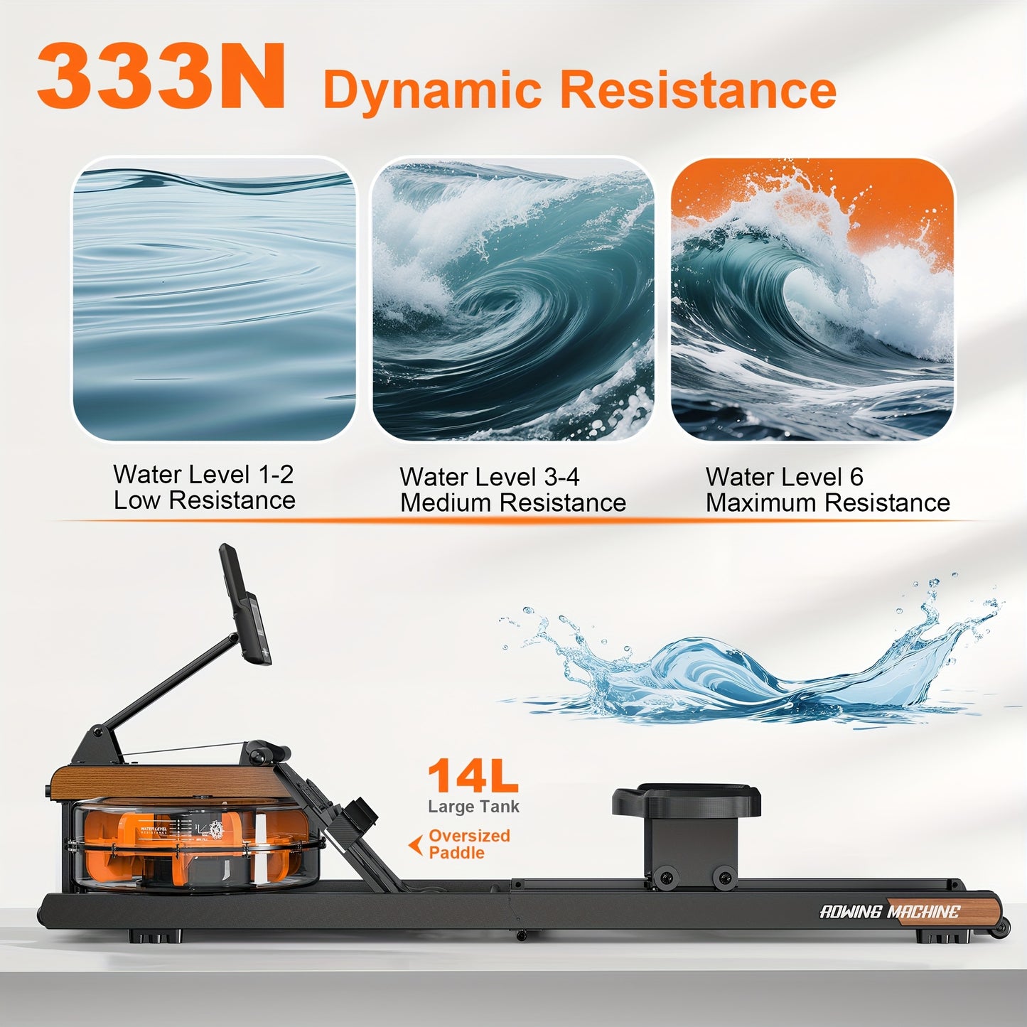 Roeimachine voor Thuis – Waterroeimachine – Vouwbare Roeitrainer – Fitnessapparaat – Roeimachine Water – Voorzien van Verstelbare Tablet Houder – Draagvermogen 160 kg