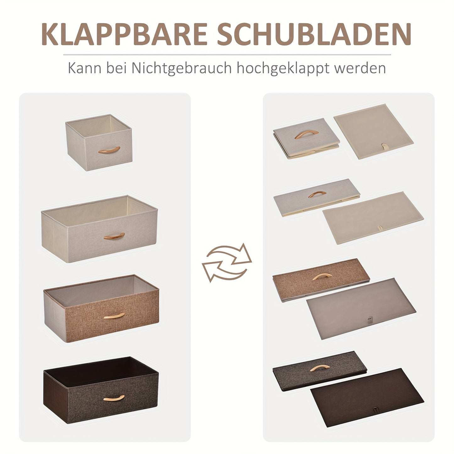 Opbergkast – Ladekast – Kommode – Dressoir – Kast Met 5 Inklapbare Stoffen Laden – Anti-Kantel Beveiliging – Lichtgewicht Linnen Stoffen – Mix Kleuren
