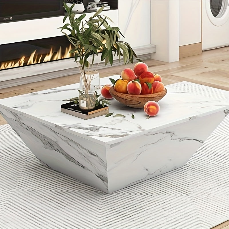 Salontafel – Koffietafel – Bijzettafel – Woonkamertafel – Tafel – Drumvorm – Witte Marmerfineer – 70x70x37 cm