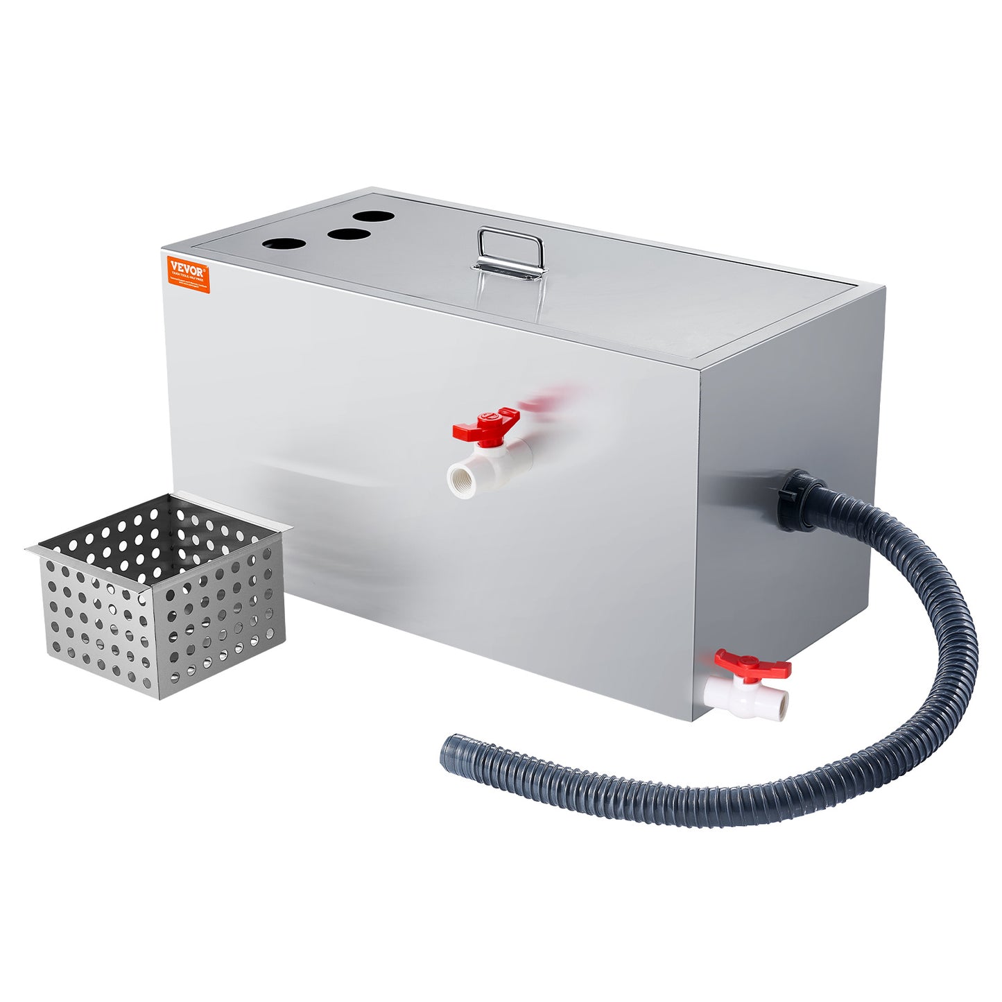 Vetafscheider – Vetvanger – Olieafscheider – Afvalwaterfilter – Vetscheider – Roestvrij Staal – 25 LBS Capaciteit – 6,4 GPM Hoog Doorstroomsnelheid