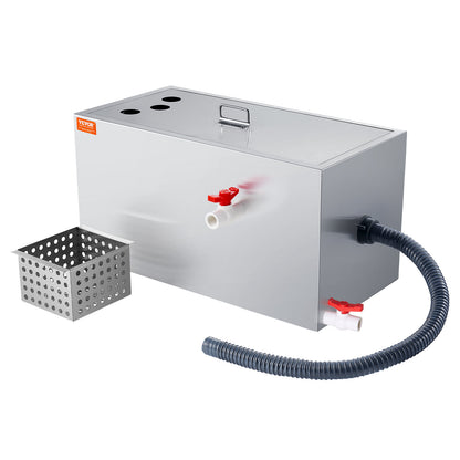 Vetafscheider – Vetvanger – Olieafscheider – Afvalwaterfilter – Vetscheider – Roestvrij Staal – 25 LBS Capaciteit – 6,4 GPM Hoog Doorstroomsnelheid