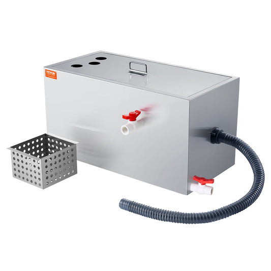 Vetafscheider – Vetvanger – Olieafscheider – Afvalwaterfilter – Vetscheider – Roestvrij Staal – 25 LBS Capaciteit – 6,4 GPM Hoog Doorstroomsnelheid