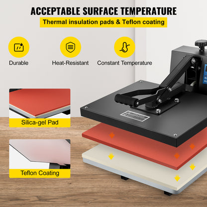 Warmtepers – Sublimatiepers – Transferpers – T-shirt Pers – Textielpers – 40,6 x 51 cm Persoppervlak – Digitale Temperatuur- en Timerregeling
