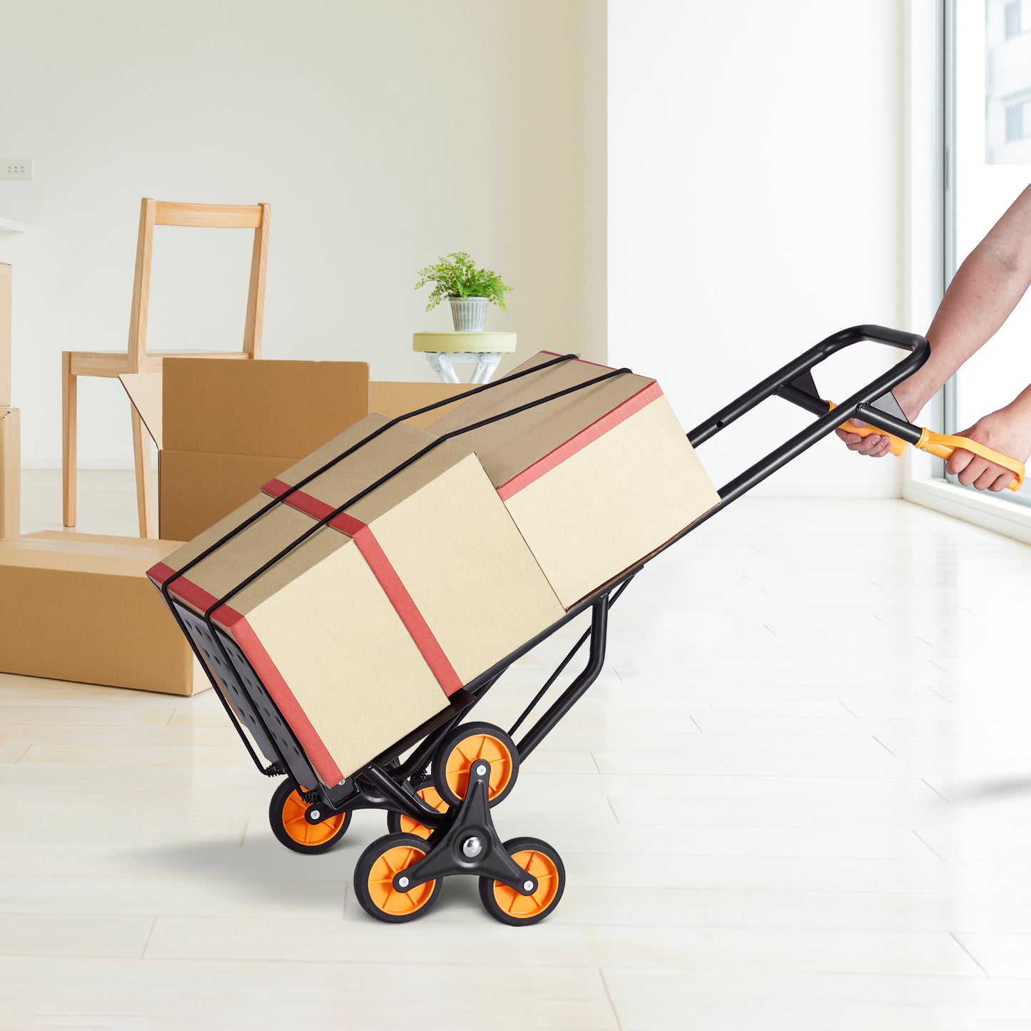 Inklapbare Trapklimmer – Handwagen – Transportwagen – Trapkar – Zeswielige Kar – Zwarte Variant – Draagkracht Tot 200 kg – Stevig Stalen Frame