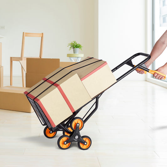 Inklapbare Trapklimmer – Handwagen – Transportwagen – Trapkar – Zeswielige Kar – Zwarte Variant – Draagkracht Tot 200 kg – Stevig Stalen Frame