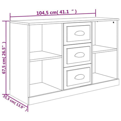 Modern White Sideboard with Drawers & Shelves - 106.68cm Wide, 35.56cm Deep, 66.04cm Tall Storage Cabinet for Living Room, Bedroom, Office - Minimalist Design, Hardwood Construction, No Assembly Required, Sideboard Cabinet, B