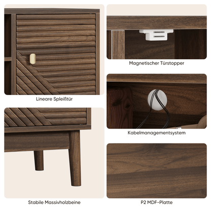 TV-meubel – Tv-meubelkast – Mediaconsol – Entertainment Meubel – Tv Kast – Walnoot Houtlook – 110 cm Breed – Geschikt Voor 32-45 Inch Televisies