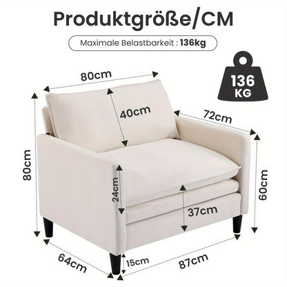 Lounge Stoel – Fauteuil – Relaxstoel – Loungestoel – Woonkamerstoel – Hoogwaardig Traagschuim – Stevig Houten Frame – Beige