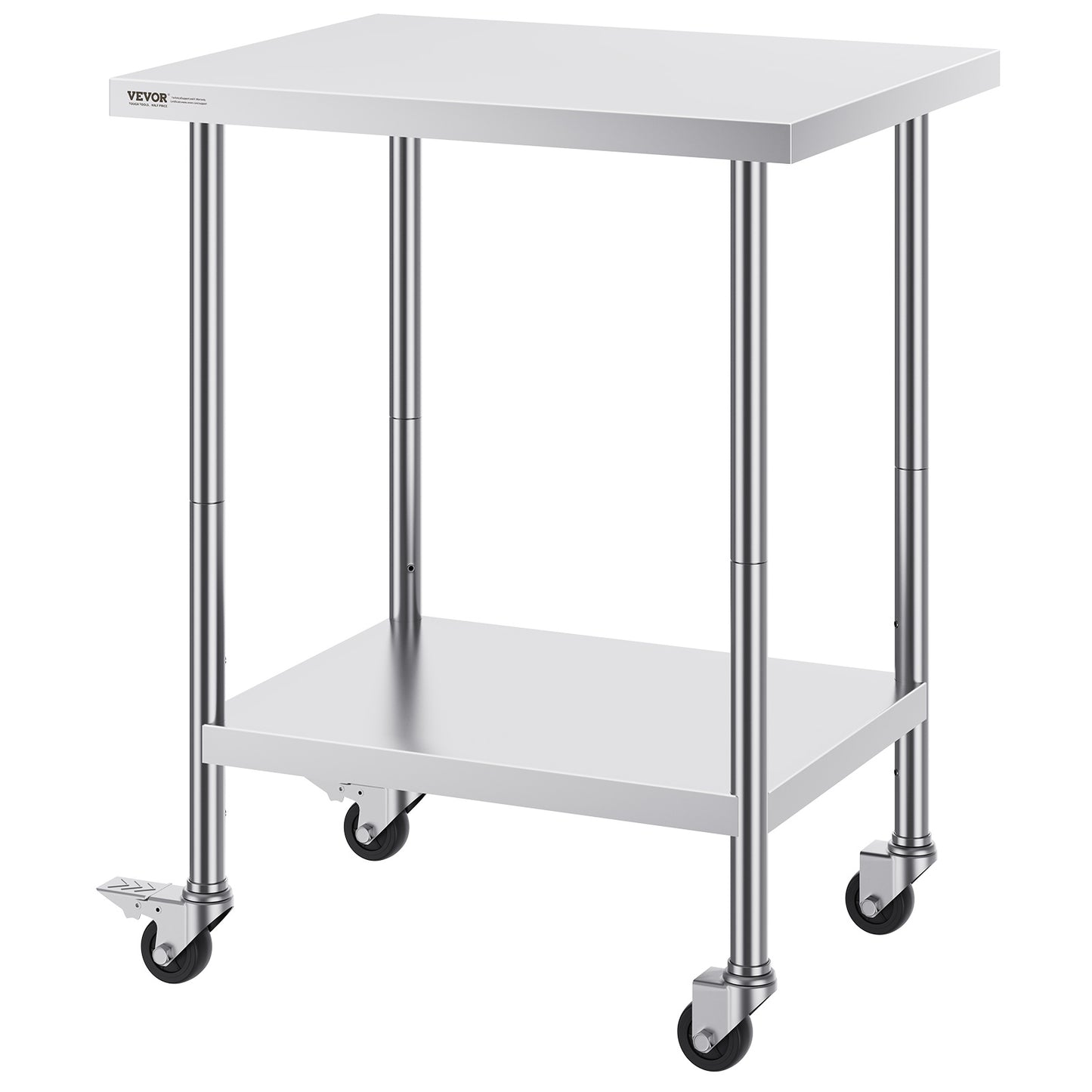 Werktafel – Werkbank – Werkbanktafel – Werkplek – RVS – Roestvrij Staal – 61x76x97 cm – 4 Zwenkwielen Met Rem