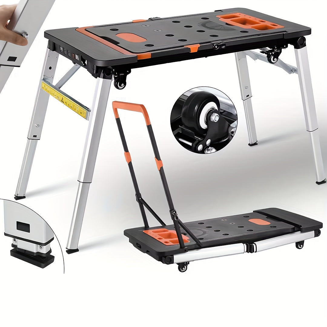 Werkbank – Workmate – Werktafel – Inklapbare Werkbank – Transportkar – Verstelbare Hoogte – 7-in-1 Multifunctioneel – Lichtgewicht Met Wielen