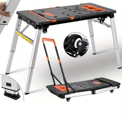 Werkbank – Workmate – Werktafel – Inklapbare Werkbank – Transportkar – Verstelbare Hoogte – 7-in-1 Multifunctioneel – Lichtgewicht Met Wielen