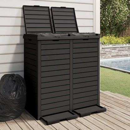 Buitenprullenbak – Tuinafvalbak – Afvalcontainer – Gft Bak – Recyclagebak – Zwart – Weerbestendig Polypropyleen – Ventilatie & Stabiele Poten – 78x41x86 cm