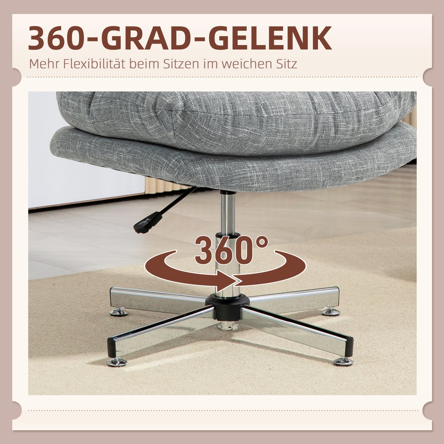 Bureaustoel – Kantoorstoel – Bureaustoelen – Draaistoel – Office Chair – Ergonomische Kantelfunctie – Hoogte Verstelbaar – Zacht Gewatteerd Zitvlak – Linnen Look – Grijs