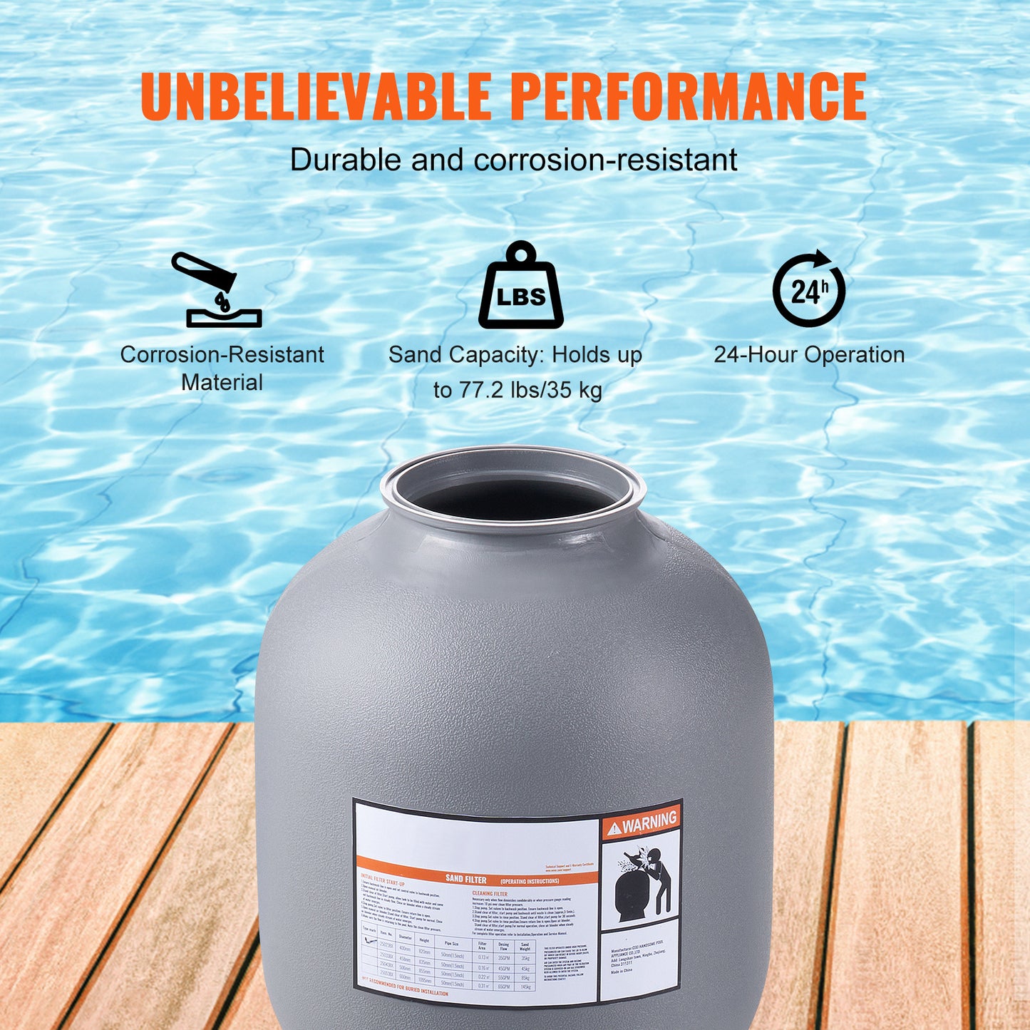 Zandfilter – Zwembadfilter – Sandfilter – Filterinstallatie – Zwembadreiniging – 16 Inch Diameter – 7-standen Multiportkraan