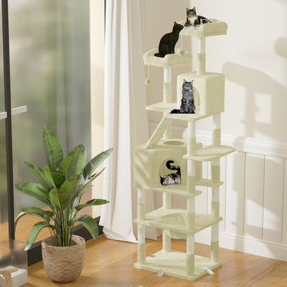 Krabpaal – Kattenkrabpaal – Kattenboom – Krabmeubel – Kattenhuis – Extra Groot – Anti-Kantel Met Verstervingsclips – 208 cm Hoog
