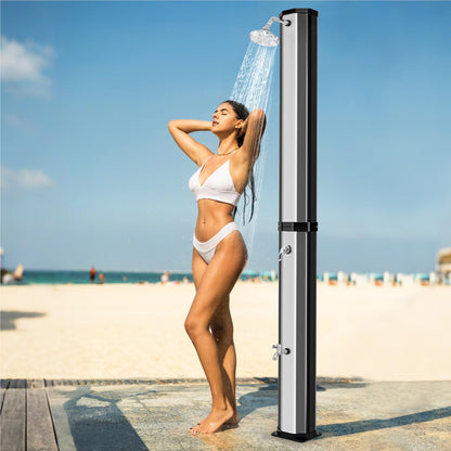 Buitendouche – Tuindouche – Zonnedouche – Zwembaddouche – Solar Douche – 60 Liter Inhoud – 360° Draaibare Douchekop – Inclusief Beschermhoes – Zwart/Zilver – Hoogte 227 cm