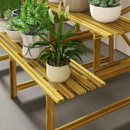 3-Laagse Houten Bloemenrek – Plantenrek – Plantenstandaard – Bloemenhouder – Kruidenrek – Weerbestendig – 120x80x78 Cm