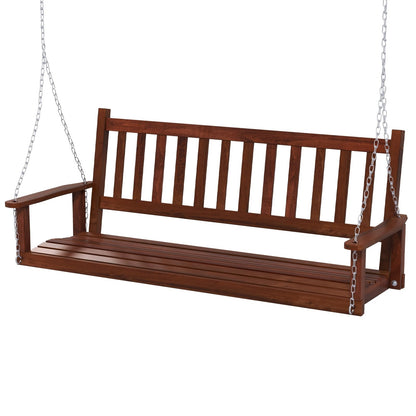 Houten Schommelbank – Tuinbank Schommel – Hangbank – Terrasbank – Hollywoodschommel – 3-Zits Tot 360 Kg Draagkracht – Weerbestendig Bruin 168x65x63 cm