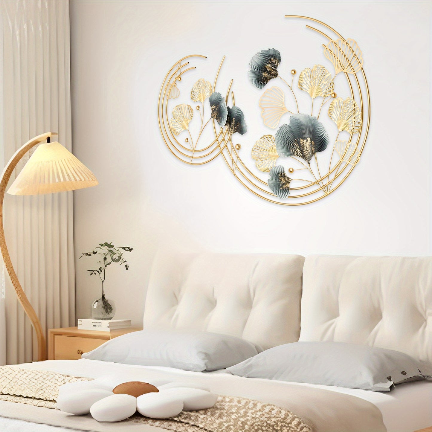 Muurdecoratie – Wanddecoratie – Wandbord – Wandkunst – Wandversiering – Gouden 3D Metalen Design – Set Groot 69cm & Klein 47cm