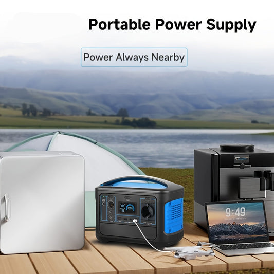Powerbank – Draagbare Generator – Externe Batterij – Noodstroom – Lithium-Polymeer Batterij – 493 Wh - 220V Output – Compact Vierkant Model – Zwart