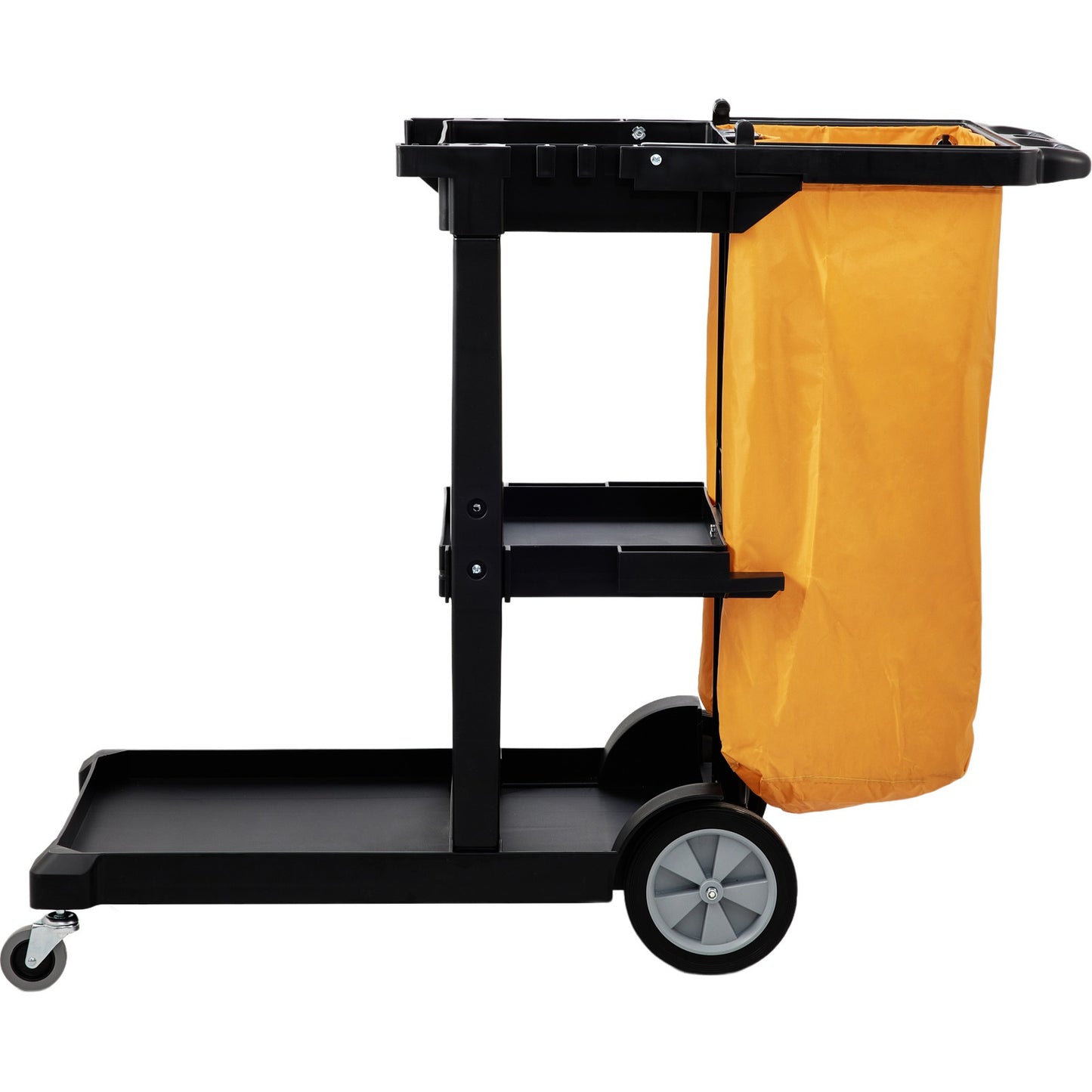 Schoonmaakwagen – Schoonmaaktrolley – Mopwagen – Schoonmaakkar – Dweilwagen – 3-laags met 95L duurzame PVC afvalzak – Hoogwaardig PP materiaal tot 90 kg draagvermogen