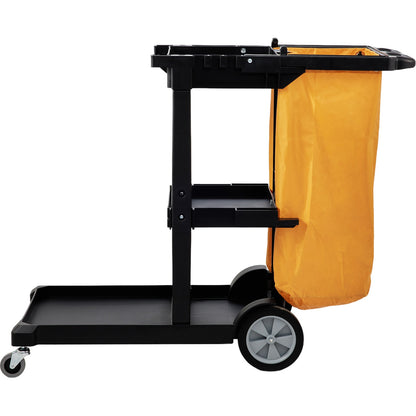 Schoonmaakwagen – Schoonmaaktrolley – Mopwagen – Schoonmaakkar – Dweilwagen – 3-laags met 95L duurzame PVC afvalzak – Hoogwaardig PP materiaal tot 90 kg draagvermogen