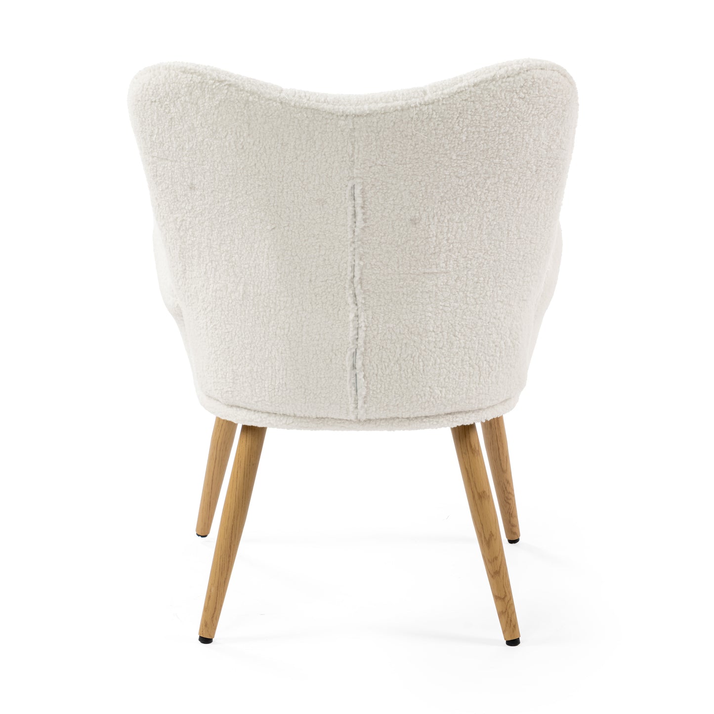 Fauteuil – Stoel – Relaxfauteuil – Loungechair – Accentstoel – Beige – Teddy stof – Houten poten – 72x62x90,5 cm