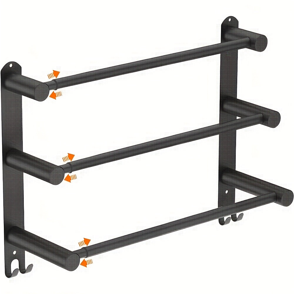 Uittrekbare Handdoekhouder – Handdoekrek – Wandhanddoekhouder – Handdoekstang – Badhanddoekhouder – Verstelbaar 43-75 cm – Matzwart RVS
