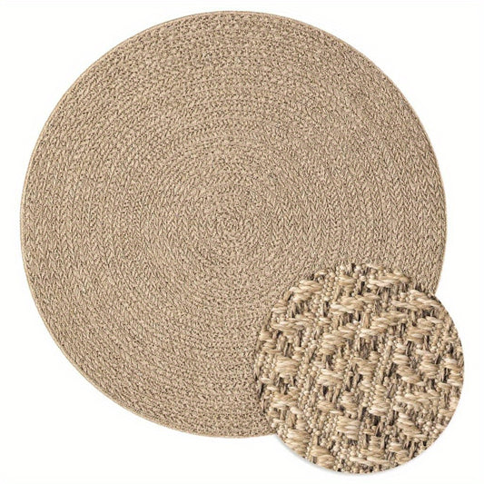 Buitentapijt – Buitenmat – Vloerkleed – Tuintapijt – Outdoorkleed – Rond – Polypropyleen Jute Look – 200 cm Diameter – UV-bestendig