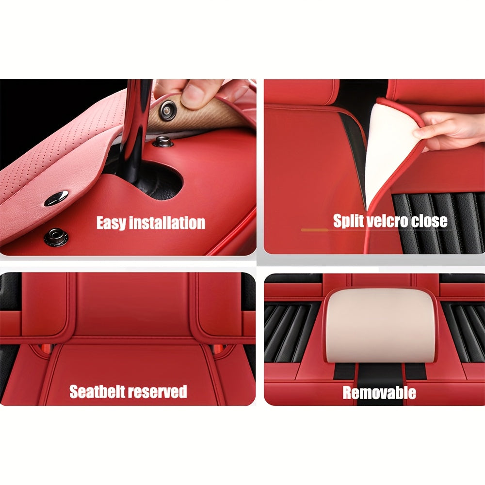 Autostoelhoes – Stoelhoes Auto – Autostoelbeschermer – Stoelhoezen Universeel – Leren Autostoelhoes – 5 Zitplaatsen Set – Premium Nappa Leder – Ademend en Duurzaam