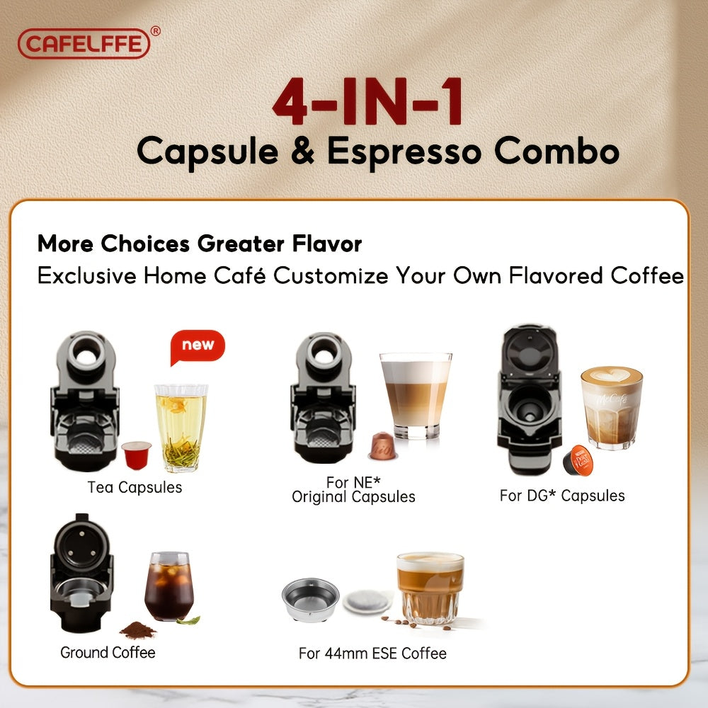 4-in-1 Koffiemachine – Capsuleapparaat – Espressozetter – Koffiezetapparaat – Hot & Cold Brew Machine – 19 Bar Pompdruk – Afneembaar 0,6L Waterreservoir