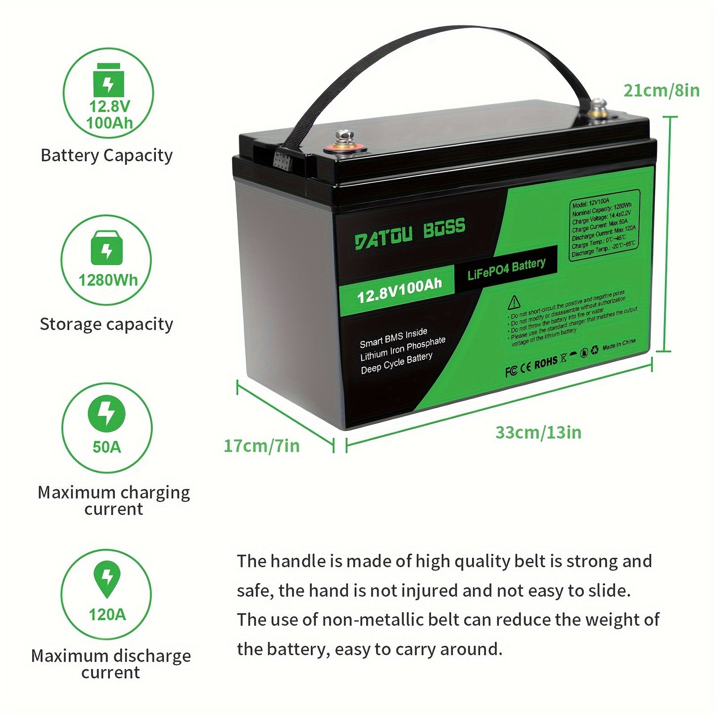 Lithium Accu – LiFePO4 Accu – 12V Accu – Camper Accu – Boot Accu – 100Ah Capaciteit – Slimme BMS Bescherming