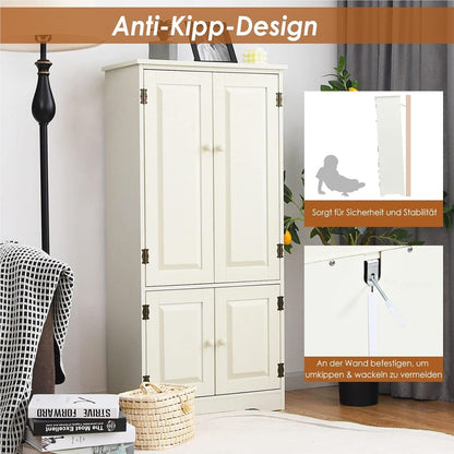 Witte Opbergkast – Kasten – Vloerkast – Dressoir – Bergkast – 4 Deuren – 2 Verstelbare Planken – MDF – Compact Design