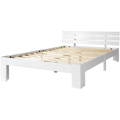 Tweepersoonsbed – Bed – Bedframe – Slaapbed – Logeerbed – Massief Houten Frame – 140x200 cm – Eenvoudige Montage – Compact Ontwerp